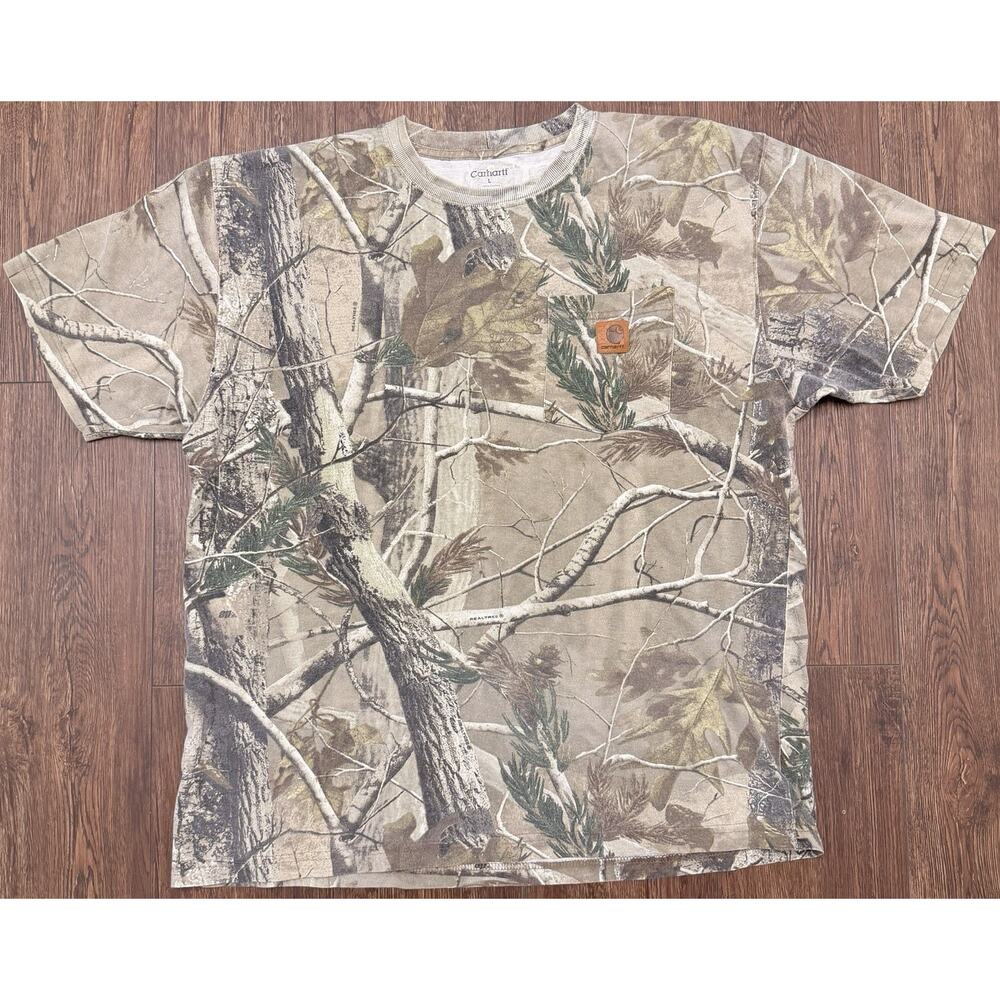 Carhartt Realtree Camo Pocket T-Shirt L K287 Hunting Brown